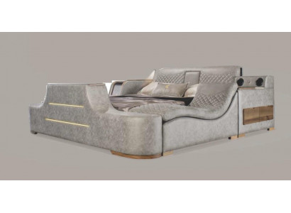 Multifunktiounsbett Regal Schaf USB Opluedstatioun Lift TV 180x200