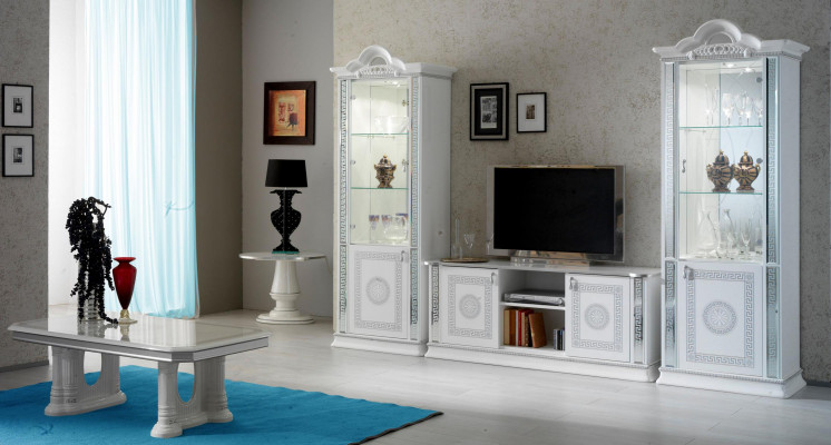 Héichwäerteg Vitrin Vitrinnen Luxus Schaf Holz Italienesche Stil Miwwelen Glas Nei