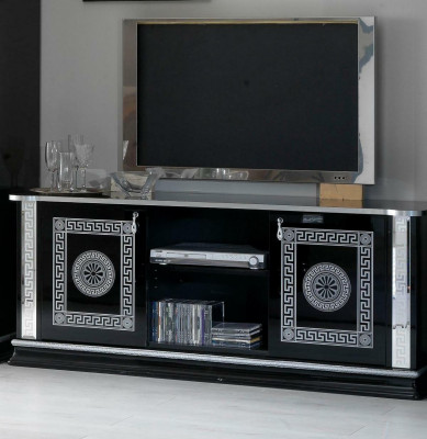 Schwaarzen TV Dësch RTV Schaf Lowboard Miwwelen Fernsehdësch Design Fernsehschaf