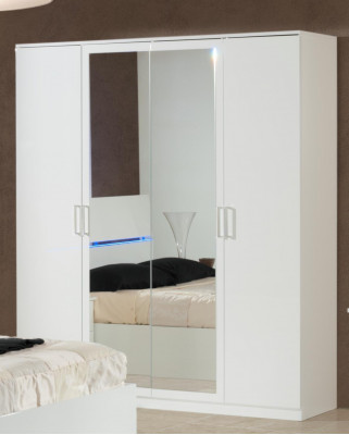 Design-Schlofkummer 6 Stéck Komplett Set Bett Nuetsdësch Kommode Spigel Holz