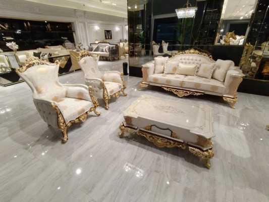 Sofagarnitur 3311 Sëtzer Canapé Wunnzëmmer Set Chesterfield Fotell Textil Nei