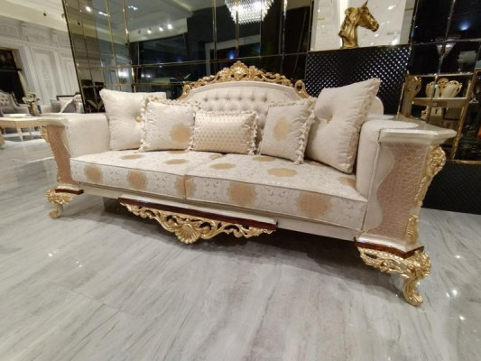 Sofagarnitur 3311 Sëtzer Canapé Wunnzëmmer Set Chesterfield Fotell Textil Nei