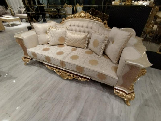 Luxus Sofagarnitur 3+3 Sëtzer Textil Designer Chesterfield Sofa 2x 3 Sëtzer Nei