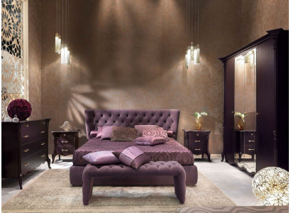 Schlofkummer Set Garnitur Bett 2x Nuetsdëscher Hocker 3tlg. Chesterfield Komplett