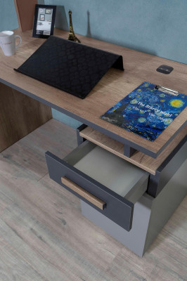 Schreifdësch Modern Dësch Wandregal Holz Jugend Kannerzëmmer Miwwelen Design