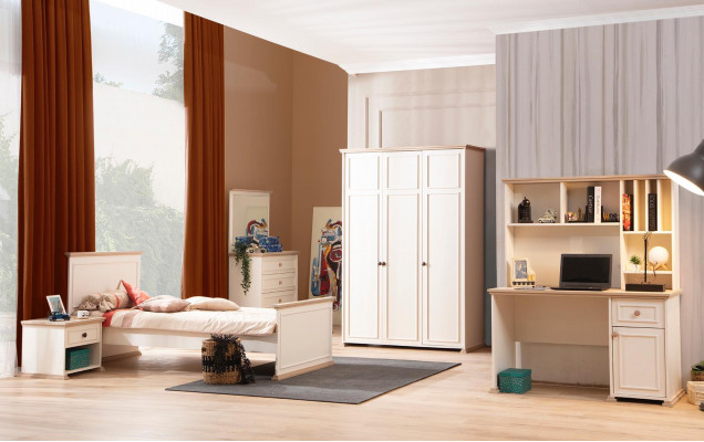 Bett Eenzelbett Nuetsschrëff Schlofzëmmer 2-deellech Modern Luxus Miwwelen Nei