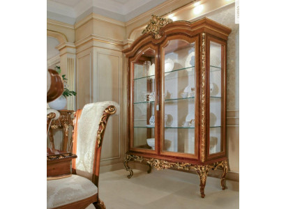 Vitrin, Schief, Vitrine aus Holz, Luxus Glasschaf, Miwwelen Barock.