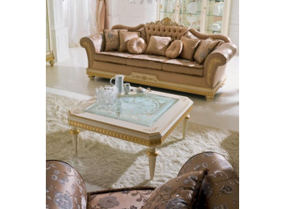 Luxus Dräisëtzersofa 3 Sëtzer Stoffssofaen Design Barock Wunnzëmmer