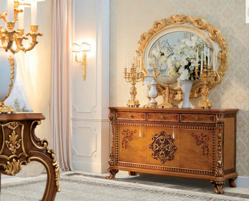 Brong Holz Sideboard fir d'Iesszëmmer - Elegant Miwwel Schaf Kommode