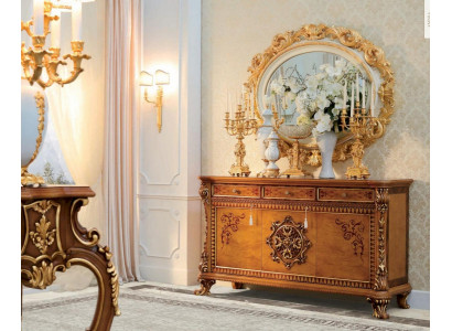Brong Holz Sideboard fir d'Iesszëmmer - Elegant Miwwel Schaf Kommode