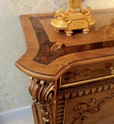 Brong Holz Sideboard fir d'Iesszëmmer - Elegant Miwwel Schaf Kommode