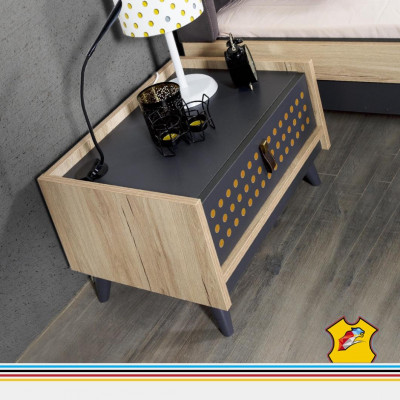 Designer Kannerzëmmer Schlofzëmmer Nuechtisch Bett Kleederschaf 3-delig