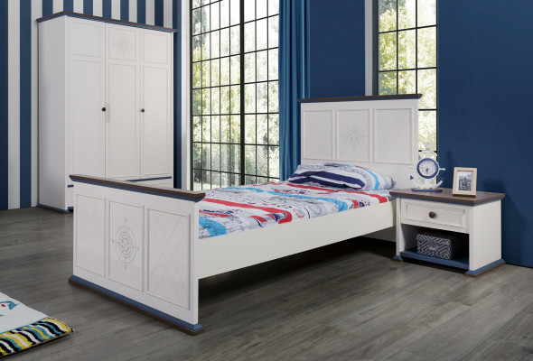 Jugendzëmmer Bett Nuetsdësch Miwwelen Kleederschaf Komplett 3 Deeler.
