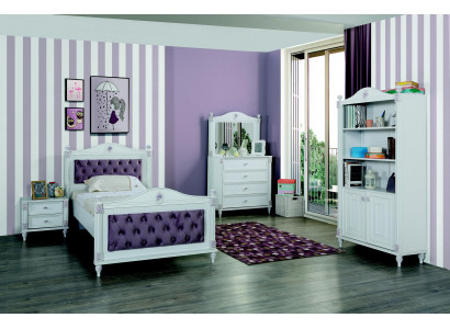 Design Jugendzëmmer Set Bett Nuetsdësch Komoud Komplett 4 Deeler.