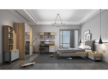 Jugendzëmmer Set Bett Kleederschaf Kanner Schlofzëmmer Nei 5tlg.Set