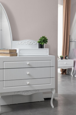 Bett Nuetsdësch Kommode 6 Stéck Schlofzëmmer Modern Luxus Schlofzëmmer