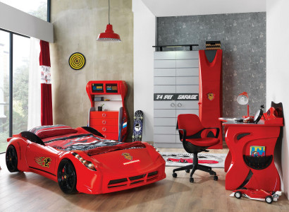 Auto Set Bett Kleederschaf Kommode Schreifdësch Jong Miwwelen 4tlg.