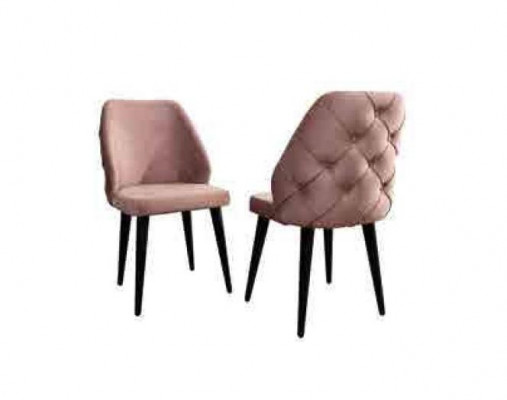 Hëlzene gepolsterte Stull beige Réck Chesterfield schwaarz Been Iesszëmmer
