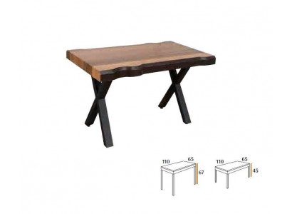 Holzcouchtisch op schwaarze Been fir Äert Wunnzëmmer Original Designmodell