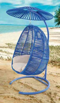 Ovale Schalensëtz Rattan a rout Edelstahl fir komfortabel Entspanung Nei