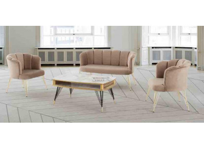 Sofagarnitur Couch Sofa Polster Miwwelen Couchen 3-Del. Set Garnitur Komplett