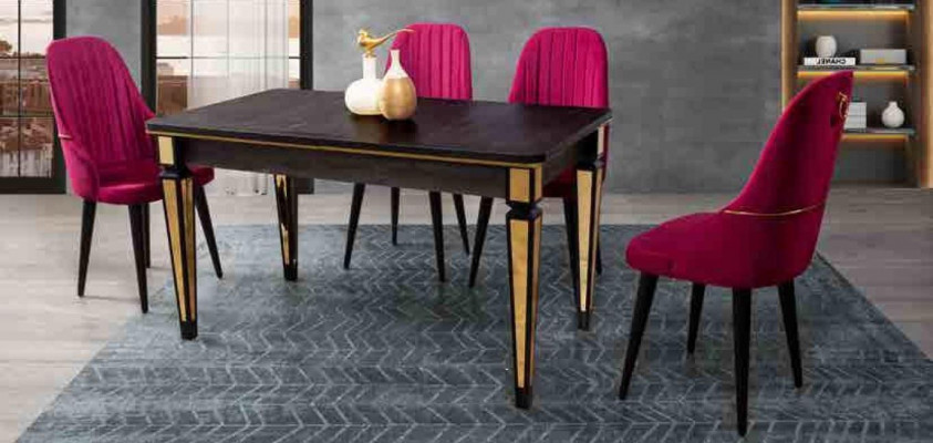 Dësch Iessdësch Miwwelen Iesssetz Iessgrupp Dësch 4x Stiller Iesssett 5-deeleg.