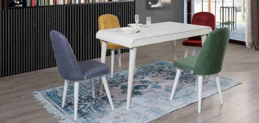 Iesszëmmer Iessgruppemëbeleset Sëtz Iessdësch Polster Garnitur 5-Deeler.