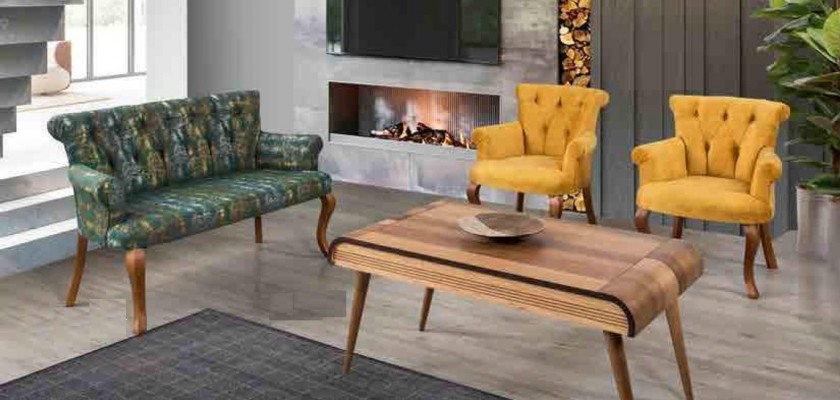 Setzerbank Canapé Set Miwwelen Zofa Couch Dësch 4tl. Sets