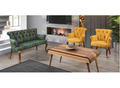Setzerbank Canapé Set Miwwelen Zofa Couch Dësch 4tl. Sets