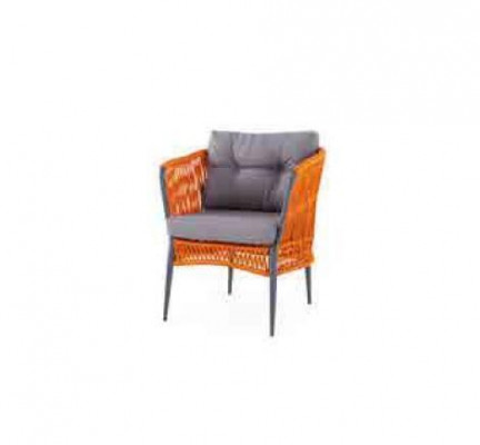 Orange Gaart Sëtzmiwwel Sofagarnitur Zweisëtzer Fauteuil Couchtisch Set