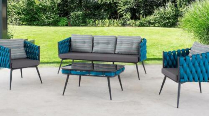 Terrassengarnitur Luxus Sofagarnitur Drëssetzer Zweisëtzer Couchtisch