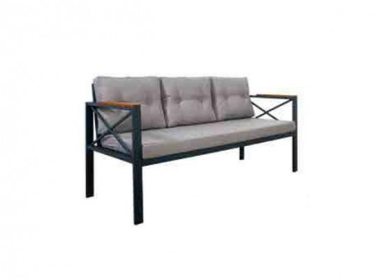 Modern Grau Gaardenmiwwel Set Sessel Hocker Dësch Veranda 4tlg. Set