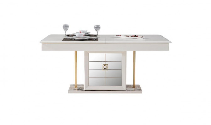 Komplett Set Iessdësch 6xStull Iesszëmmer Set Iess Grupp Holz Dësch 9tlg