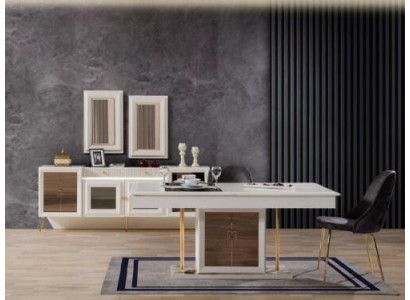 Luxus-Iessdësch 6x Stull Designer Modern Holz Miwwel Wunnzëmmer