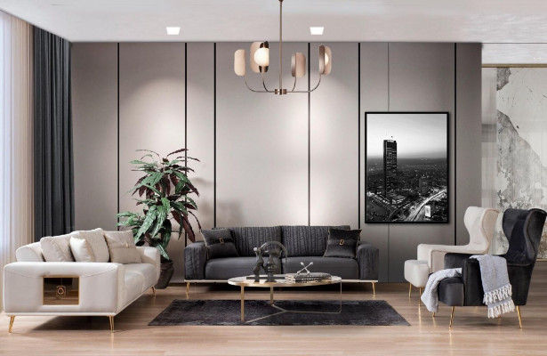 Sofa 3 Sëtzer Sofas Couchen Këssen Wunnzëmmer Design Textil Stoff