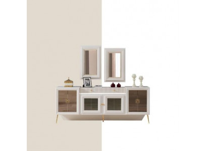 Sideboard mat Spigel Holz Massiv Schiefen Living Zëmmer Sideboards