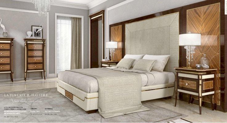 Schlofzëmmer Garnitur Duebelbett Bett Luxus Braun Grupp Set 8 Stécker