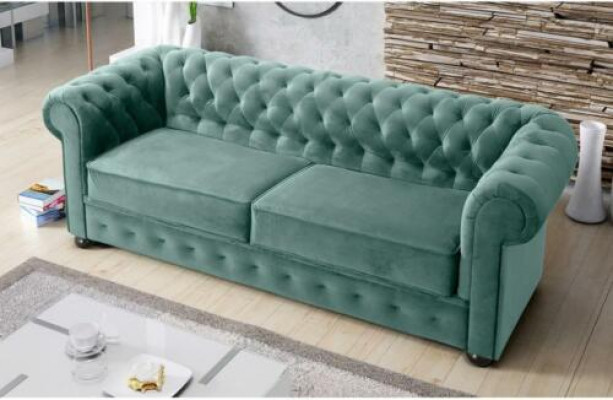 Design Sofa Canapé 3 Sëtz Polsterung Lieder Grouss Sofas Textil Chesterfield