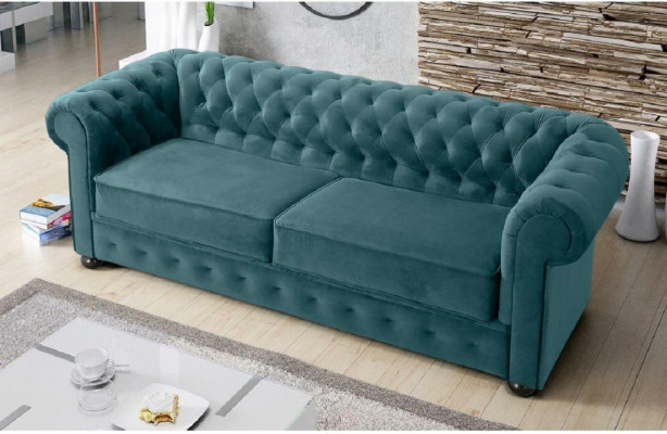 Design Sofa Canapé 3 Sëtz Polsterung Lieder Grouss Sofas Textil Chesterfield