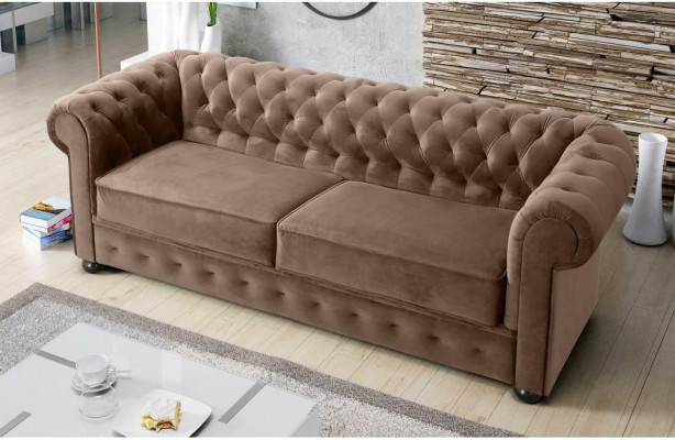 Design Sofa Canapé 3 Sëtz Polsterung Lieder Grouss Sofas Textil Chesterfield