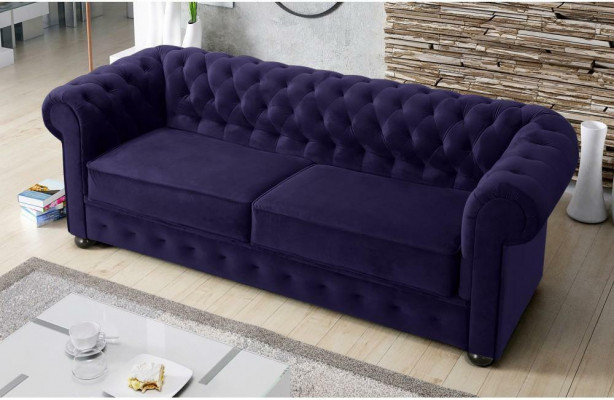 Design Sofa Canapé 3 Sëtz Polsterung Lieder Grouss Sofas Textil Chesterfield