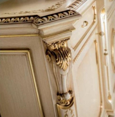 Gruppe Iesszëmmer Iessdësch Stull Luxus Holz Beige Garnitur Set 8tlg