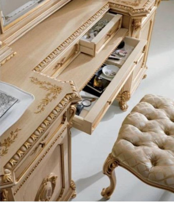 Schminktisch Spigel Luxus Konsolendësch Beige Schlofkummer Set