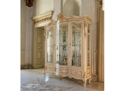 Luxus Vitrinn Beige Faarf Perfekt Miwwel fir Wunnzëmmer Holzvitrinn