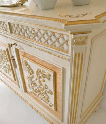 Anrichte Miwwel Schaf Beige Holz Iesszëmmer Kommoden Barock