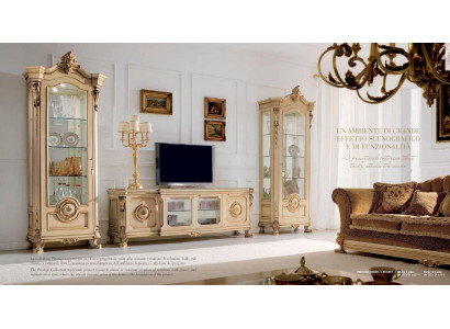 RTV Lowboard TV Ständer Säitestill Holz Dësch Beige Wunnzëmmer Barock