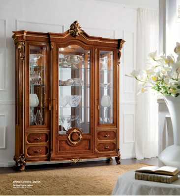 Vitrine Luxus Schiefen Vitrinen Holz Wunnzëmmer Miwwelen Schaf Brong
