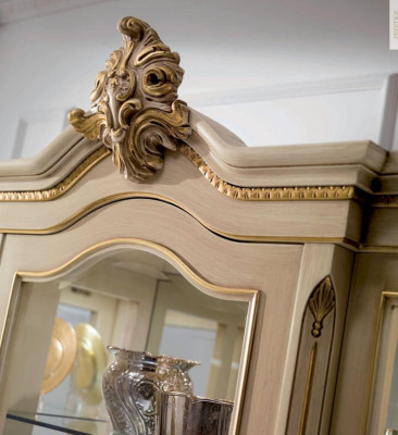 Vitrinen Luxus Schiefen Vitrinen Holz Wunnzëmmer Miwwelen Beige Barock
