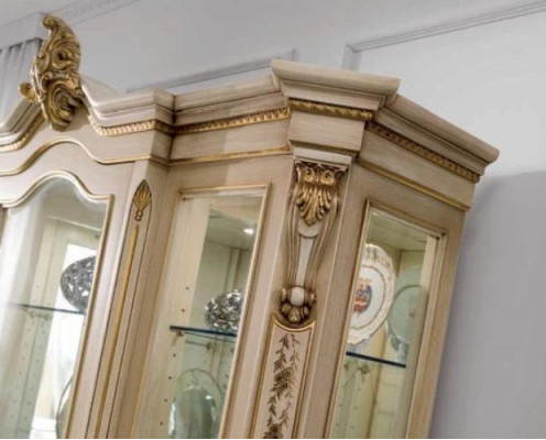 Vitrinen Luxus Schiefen Vitrinen Holz Wunnzëmmer Miwwelen Beige Barock