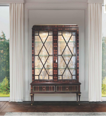 Vitrinneschief Vitrinnen Luxus Schaf Wohnzimmer Holz Braun Glas